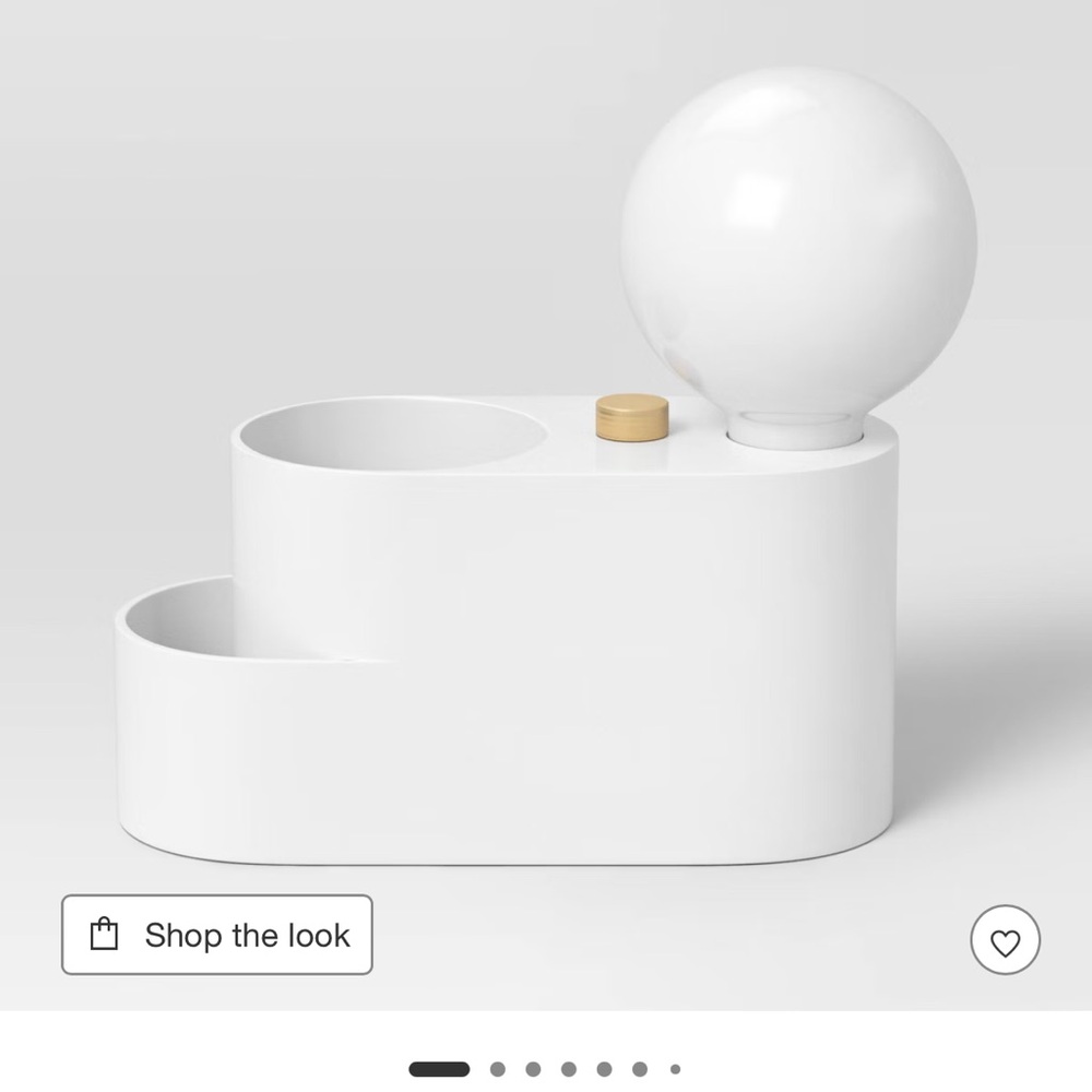 Elegant White Desk Organizer with LED Sphere - Picture 3 of 4